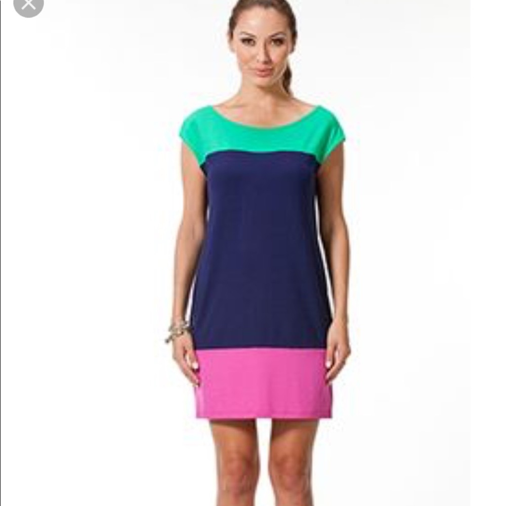 Loose fitting navy dress cute with heels or flats